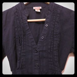 Navy button up shirt dress